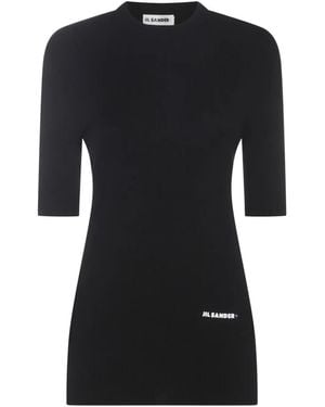 Jil Sander Logo-Print Mini Dress - Black