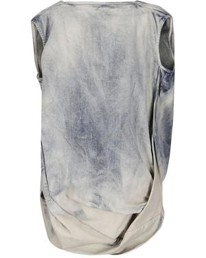 Rick Owens Draped Denim Top - Grey