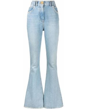 Balmain Bootcut-Jeans mit Print - Blau