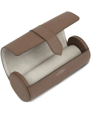 Smythson Panama Leather Watch Roll - Brown