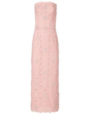 Costarellos Renelle Crystal-Embellished Lace Midi Dress - Pink