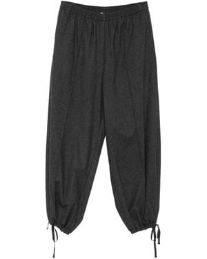Alysi Drawstring-Cuff Straight-Leg Pants - Grey