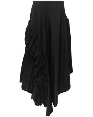 Comme des Garçons Asymmetrical Draped Midi Skirt - Black