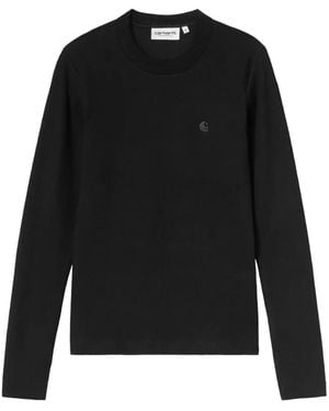 Carhartt Logo-Embroidered Long-Sleeve T-Shirt - Black