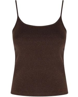 MC2 Saint Barth Zaira Ribbed Lurex Top - Brown