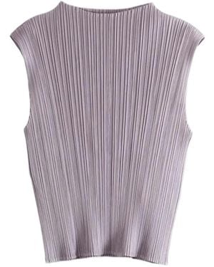 Pleats Please Issey Miyake Monthly Colours August Pleated Sleeveless Top - Purple