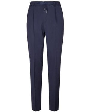Tagliatore Seersucker Drawstring Trousers - Blue