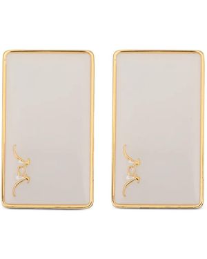 ROWEN ROSE Pendientes con diseño rectangular - Blanco