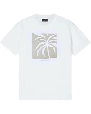 ARMANI EXCHANGE Palm-Print T-Shirt - White