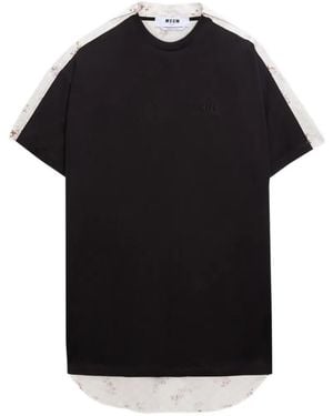 MSGM Floral Panel T-Shirt Mini Dress - Black
