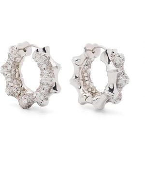 Eddie Borgo Double Pavé Bambu Hoop Earrings - White