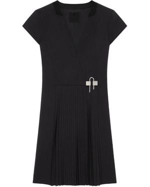 Givenchy Pleated V-neck Dress - ブラック
