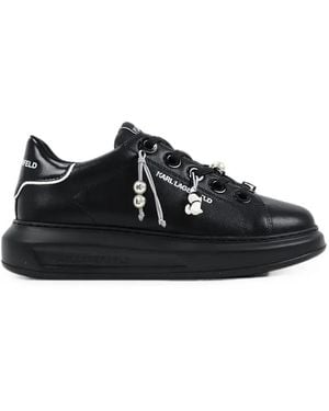 KARL LAGERFELD Faux-Pearl Embellished Trainers - Black