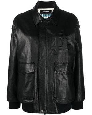 DSquared² Zipped Goatskin Bomber Jacket - Black