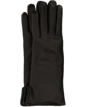 Gucci Logo-Embossed Leather Gloves - Black