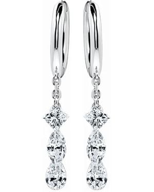 SOLO for Diamonds Diamond-Embellished Drop Hoop Earrings - White