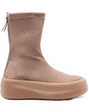 Vic Matié Stretch Suede Platform Ankle Boots - Brown