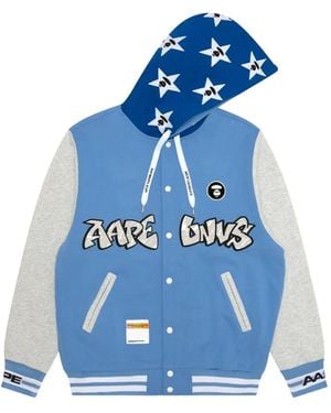 Aape By A Bathing Ape Aapeunvs Moonface Hooded Bomber Jacket - Blue