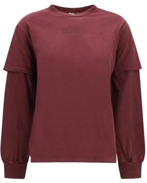 Ganni Sudadera Con Doble Manga - Rojo