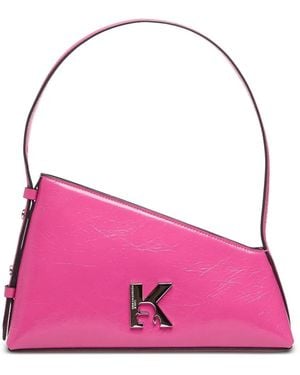KARL LAGERFELD Asymmetrische Geo Schultertasche Mit Knitteroptik - Pink