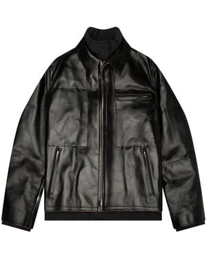 Sacai Zip-Fastening Leather Jacket - Black