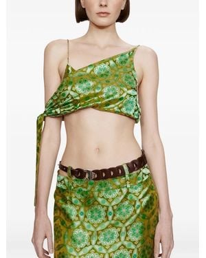 Christopher Esber Palmira Printed Tie Top - Green