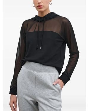 MARCELLA Park Mesh-Panel Hoodie - Black
