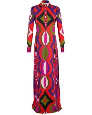 PUCCI Collane Print Buttoned Maxi Dress - Red