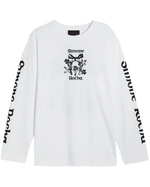 Simone Rocha Graphic-Print Long-Sleeve T-Shirt - White