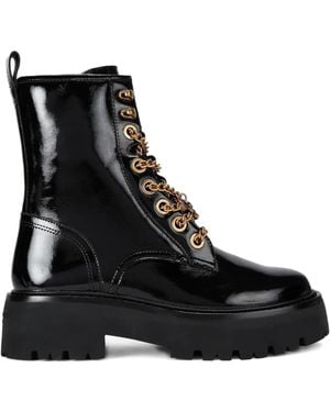Kurt Geiger Matilda Charm エナメルレザーブーツ - ブラック
