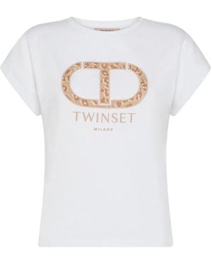 Twinset Camiseta con logo estampado - Blanco