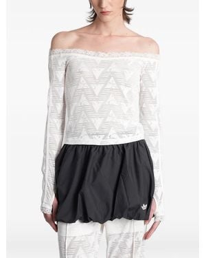 adidas Lace Off-The-Shoulder Top - White