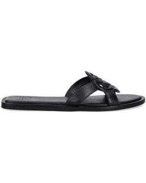 GANT Leather Logo-Embossed Flat Sandals - Black