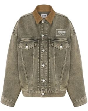 Moschino Logo-Print Denim Jacket - Green