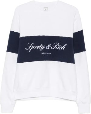 Sporty & Rich Signature Logo-Embroidered Sweatshirt - Blue