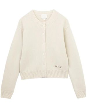 A.P.C. Cardigan Mit Logo-Print - Weiß