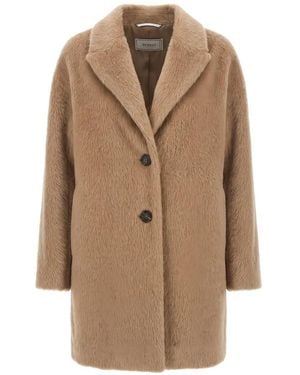 Peserico Brushed-Finish Single-Breasted Coat - Natural