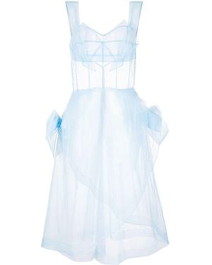 Maison Margiela Bow-Appliqué Tulle Midi Dress - Blue