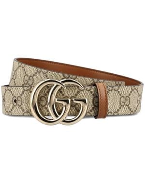 Gucci Gg Marmont Motif Buckle Belt - Natural