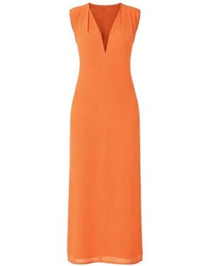 Moschino Robe Mi-Longue Sans Manches À Col V - Orange