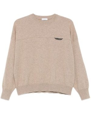 Brunello Cucinelli Monili-Embellished Jumper - Natural