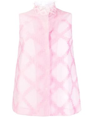 Shiatzy Chen Lace-Collar Detail Vest - Pink