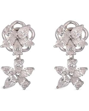 Zydo Diamond Double Flower Earrings - White