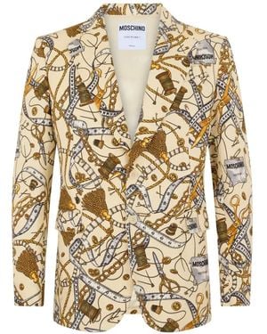 Moschino Single-Breasted Printed Blazer - White