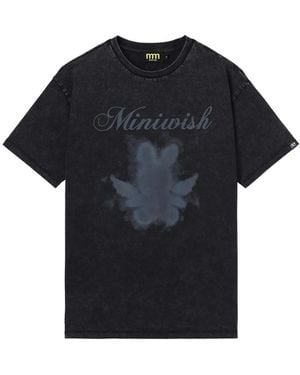 Mini Cream T-Shirt En Coton À Manches Courtes - Blue