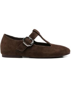 SERGIO MORETTI FIRENZE T-Bar Buckle-Fastening Ballet Flats - Brown