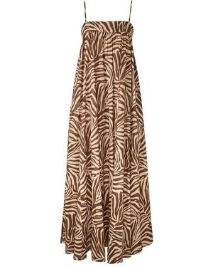 Zimmermann Wanderlust Zebra-Print Midi Dress - Natural