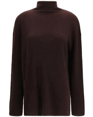 Loro Piana Pull Camino En Maille Côtelée - Marron