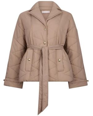 Liu Jo Quilted Belted Jacket - Natural