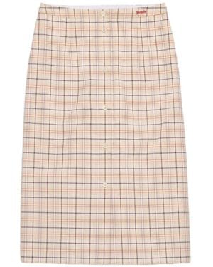 Prada Checked Cotton Poplin Pencil Skirt - Natural